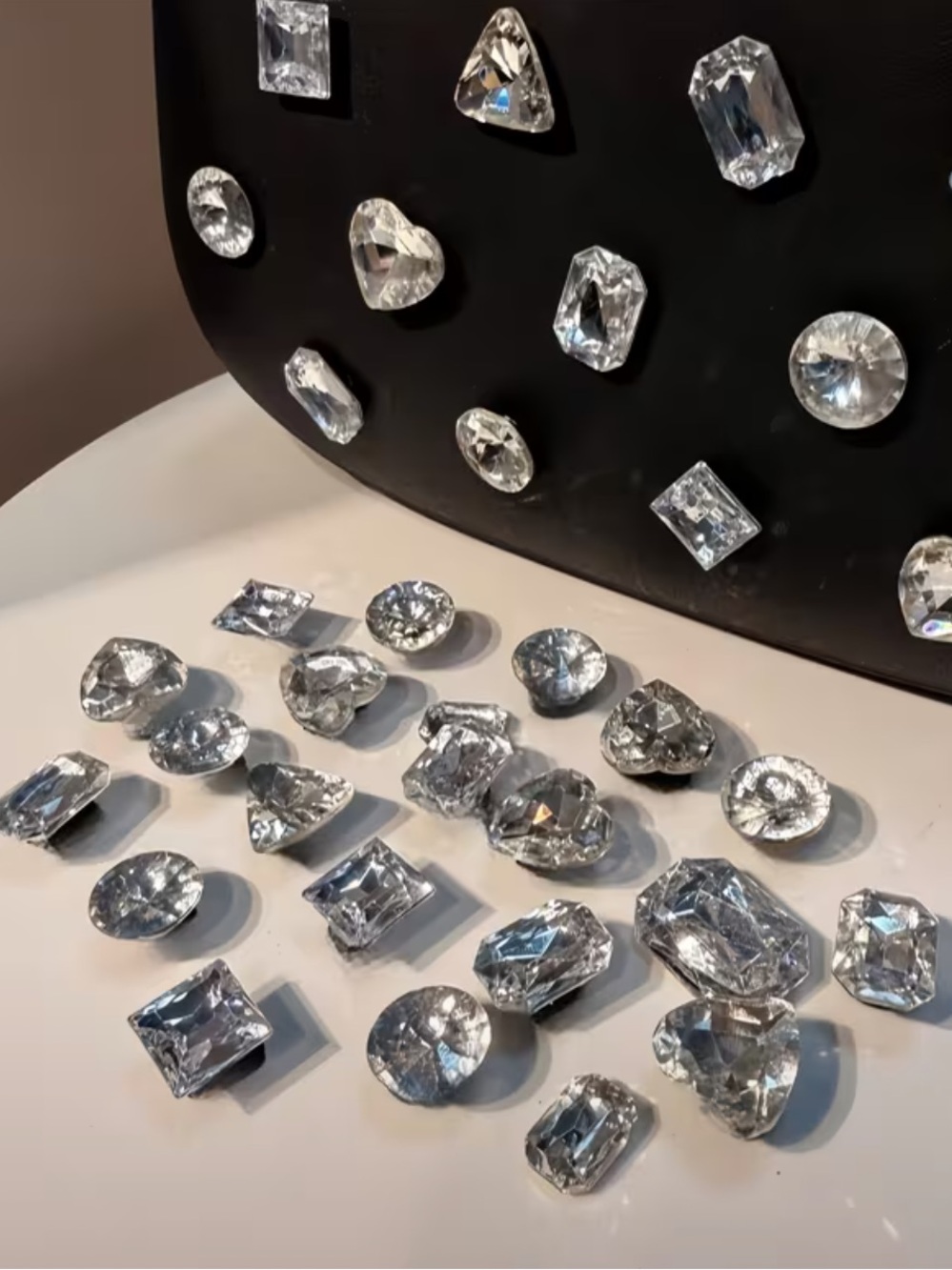 CROC Charms Detachable Clear Gemstone Shoe Buckles - Sparkling Silver Accent NWT